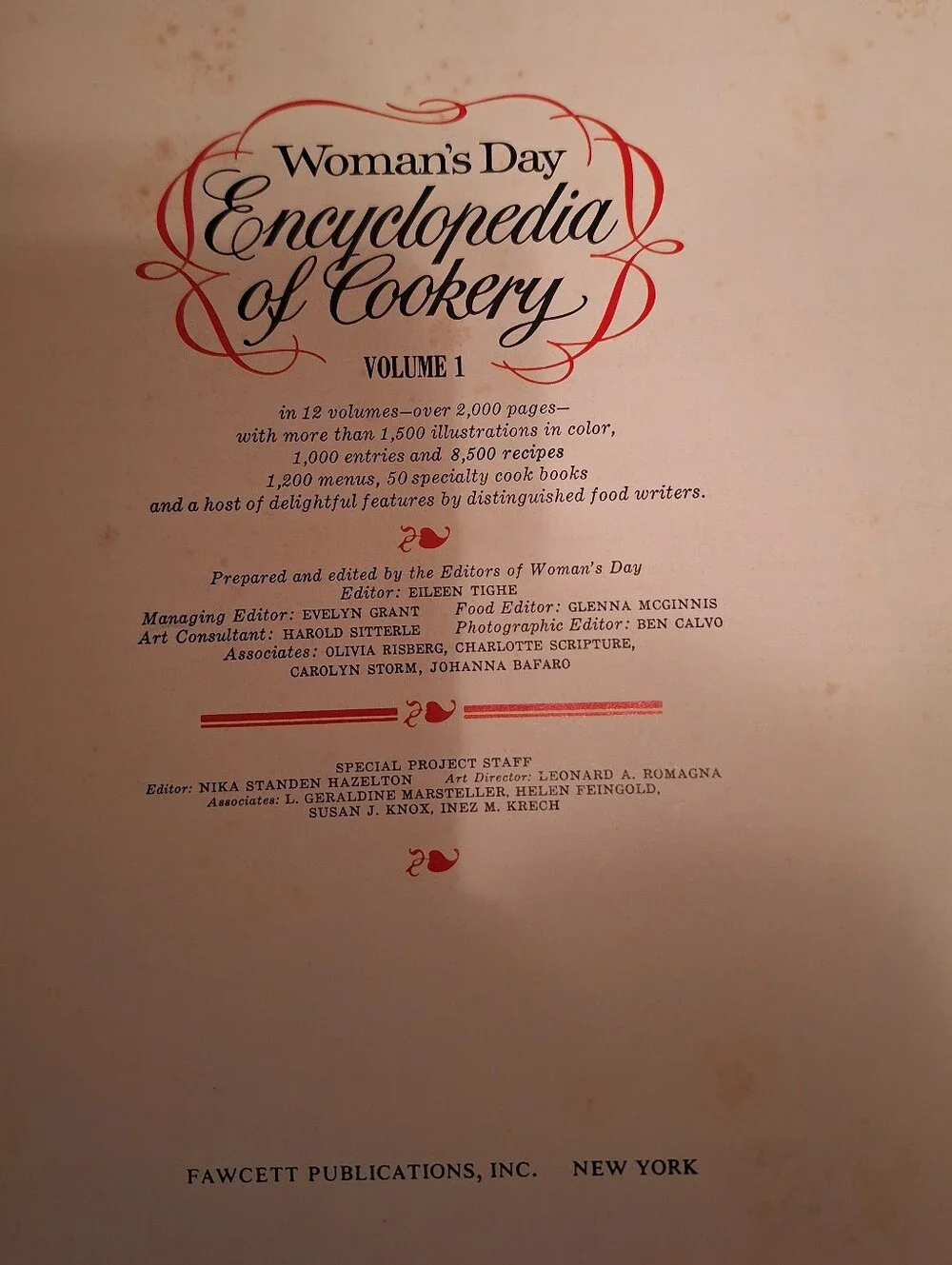 Women's Day Antique Encyclopedia of Cookery Book Vol 1-1966 Fawcett Publication
